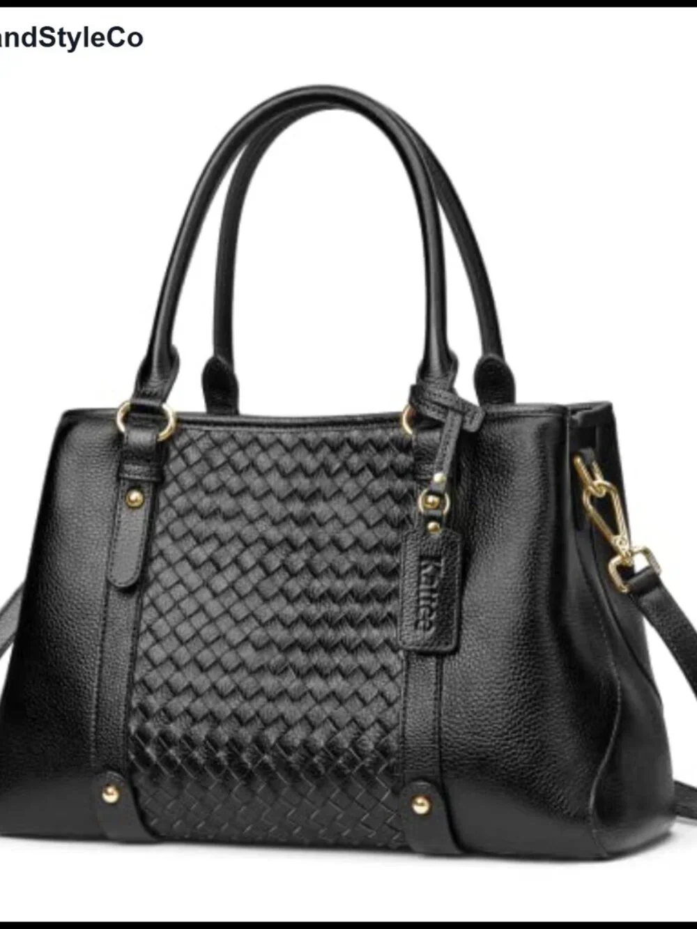 Genuine Leather Satchel Crossbody Bag Top Handle Tote Handmade Woven